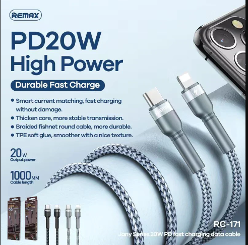 Cable de carga rápida trenzado RC-171 C-L 20W