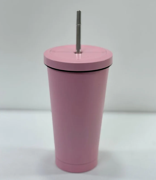Tumbler with metal straw